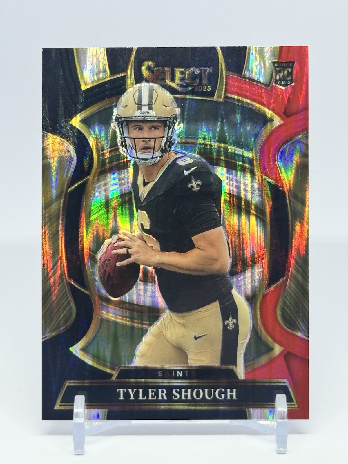 2025 Panini Select - Concourse Tyler Shough #41 Black & Red Shock Prizm (RC)