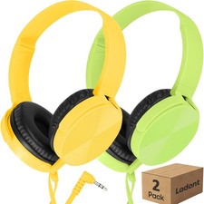 2 Pack Kids Headphones for School Classroom 2 Pack Green Yellow , Multicolor