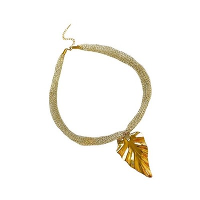 Contemporary Leaf And Shell Design Stainless Steel Knitted Necklace Jewelry
