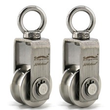 2X Pulley Swivel Spring Snap 304 Stainless Steel Block Wheel Swivel Lifting Rope