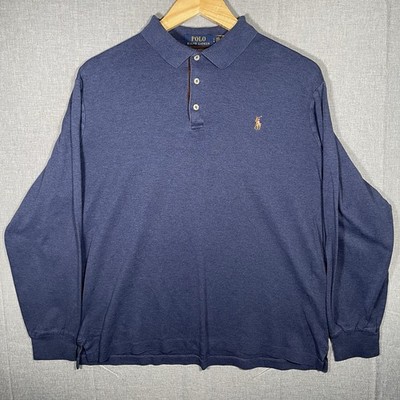 Polo Ralph Lauren Shirt Mens L Soft Touch Polo Blue Long Sleeve Classic Fit