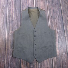 Suit Vest Mens M Gray Solid 3 Piece Belted Formal Waistcoat Wedding Business