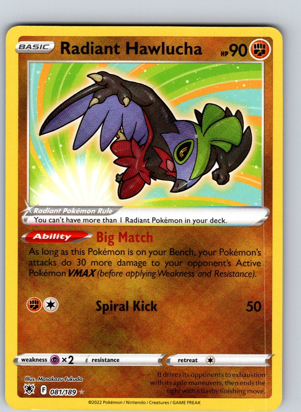 Radiant Hawlucha 81/189 2022 Astral Radiance Holo Radiant Rare