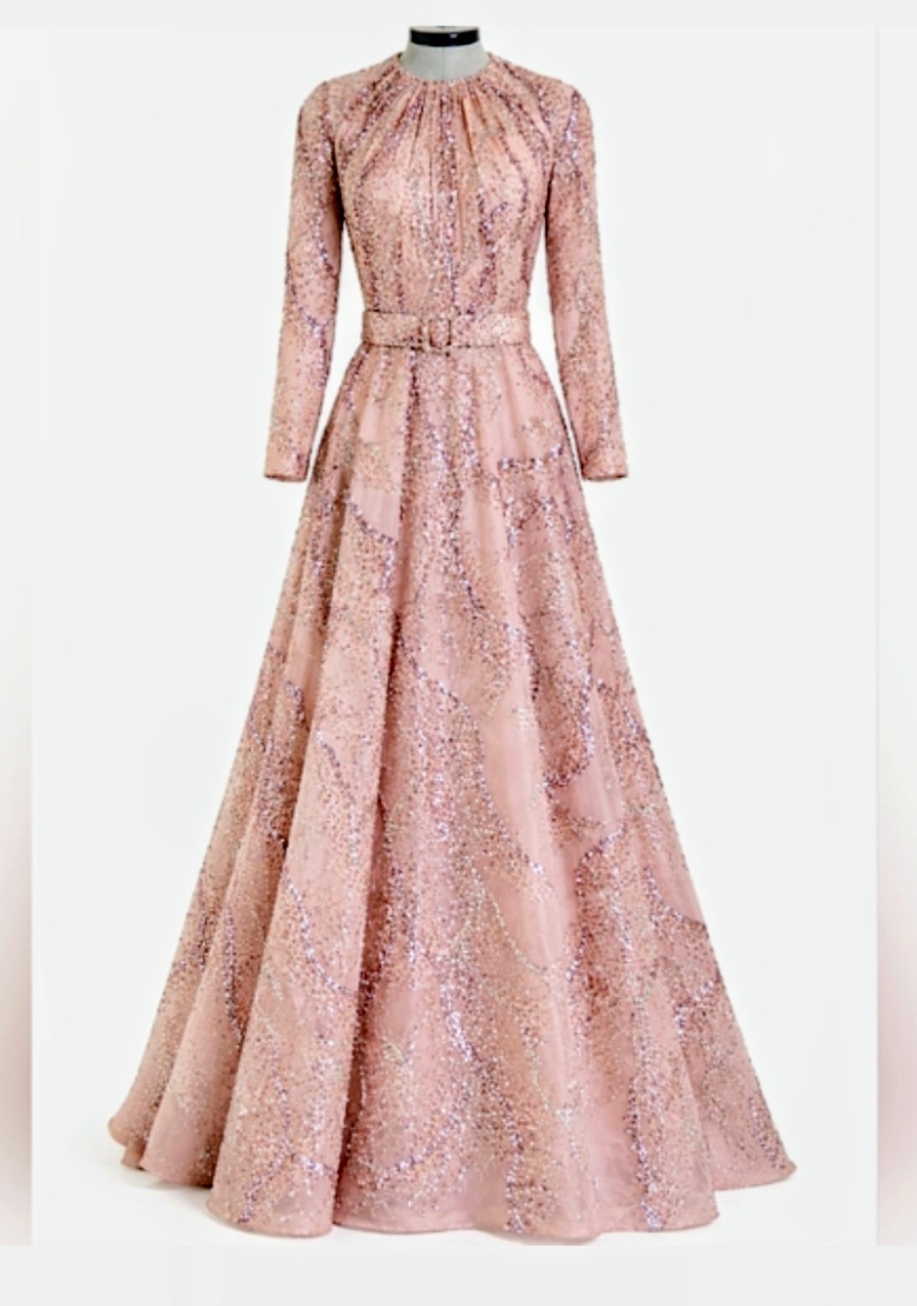 TONY WARD Women's Pink & Silver Sequins Embellished Elegant Wedding Gown Size 6