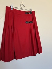 Talbots VTG Red pleated wool skirt, Black buckles, size 2. Classic