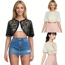 Elegant Lace Shawl Wrap Bride Wedding Shawl Lace Embroidered Women Tulle