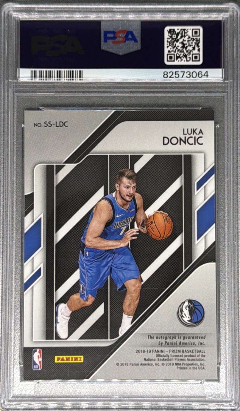 2018 Prizm Luka Doncic Sensational Signatures #SSLDC Rookie Auto PSA 9 Auto 10 view 2