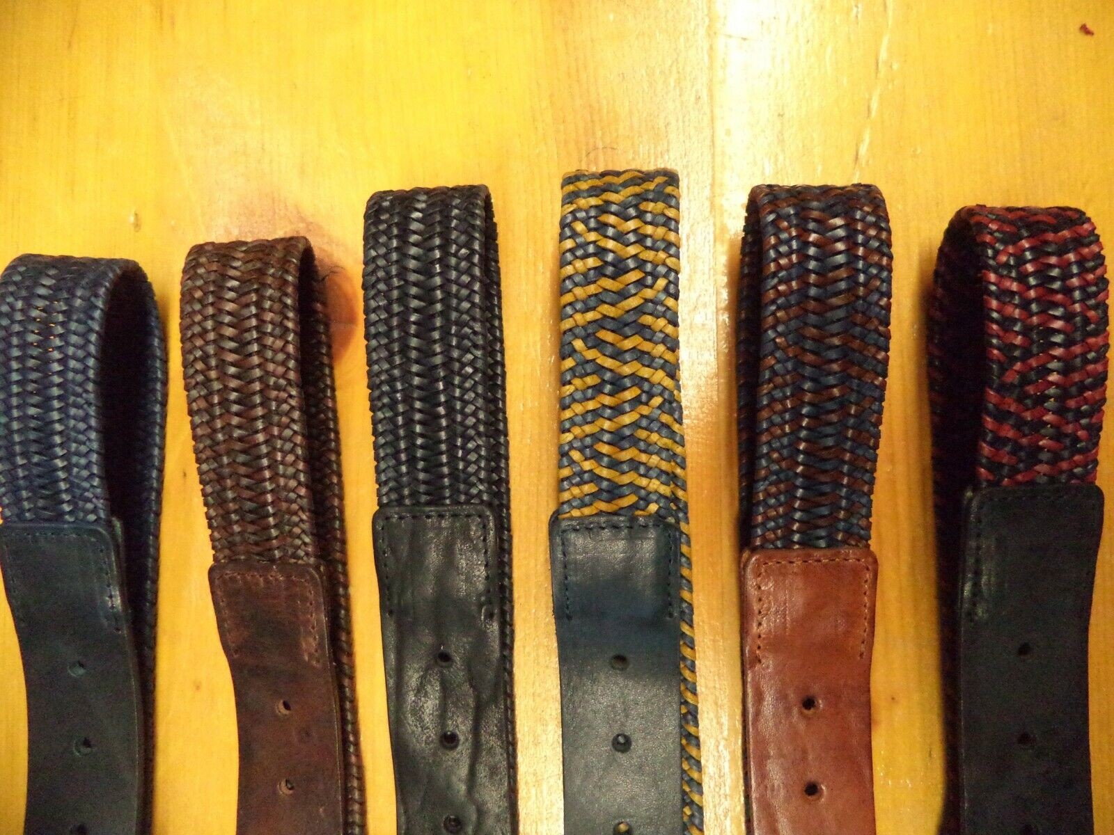 Braided elastic belt in regenerated leather TRE274 - 100percent Made in Italy image 2