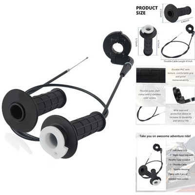 7/8'' 22mm Mini Bike Twist Throttle Cable Handle Grip Kit 196cc 212cc Gas Go Kart