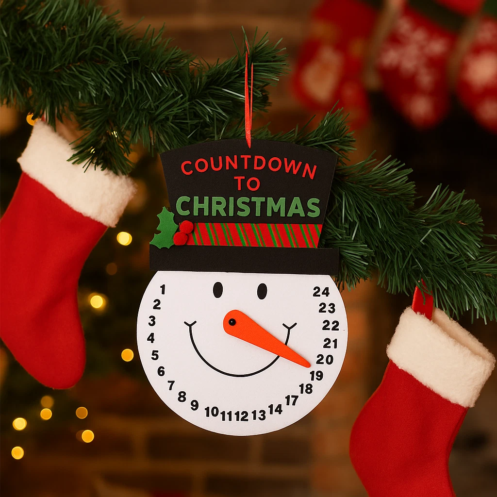 Snowman Christmas countdown advent calendar hanging decoration