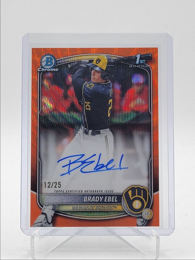 BRADY EBEL 2025 BOWMAN CHROME DRAFT 1ST ORANGE WAVE AUTO /25 Q3967