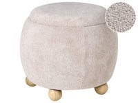 Pouf Bouclé Hellbeige Mit Stauraum Schlafzimmer Wohnzimmer Flur Hocker Annabella