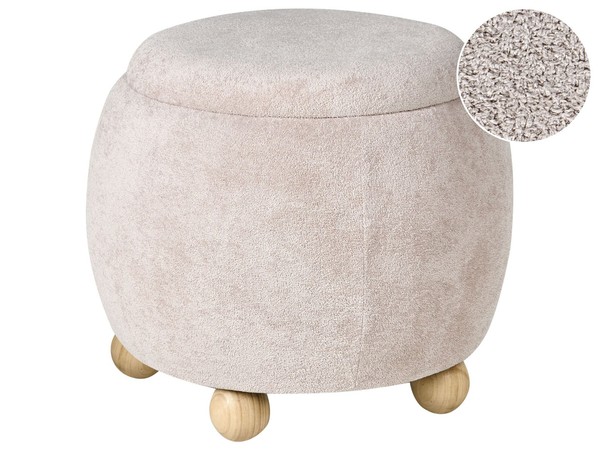 Pouf Bouclé Hellbeige Mit Stauraum Schlafzimmer Wohnzimmer Flur Hocker Annabella-image