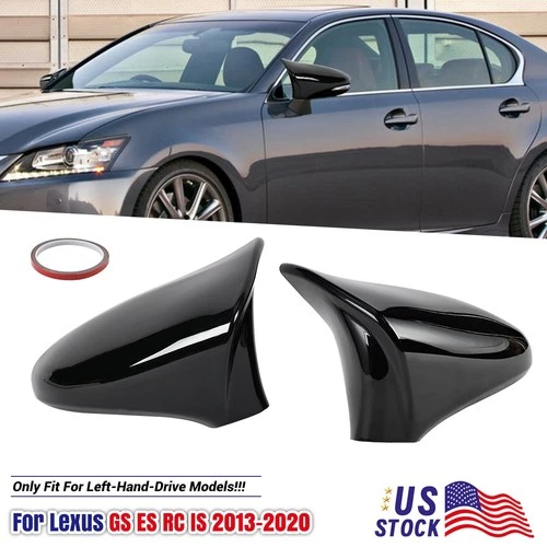 Mirror Cap Cover For Lexus IS RC GS 200 300 350 450 RC F SPORT 14-19 Gloss BLK