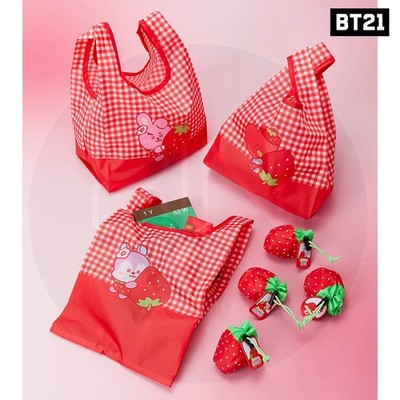 BTS BT21 Official Goods POUCH MARKET BAG STRAWBERRY PARTY + Tracking Number