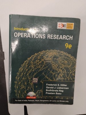 INTRODUCTION TO OPERATIONS RESEARCH By Hillier, Stains