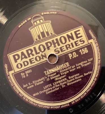 Lotte Lehmann   78 rpm Parlophone PO156: Tannhäuser-Elizabeths Gebet/Dich teure