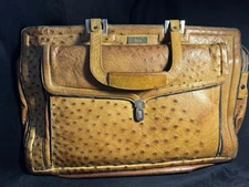 Classic Papoutsakis Vintage Ladies Ostrich Skin Leather Attaché Case Handbag