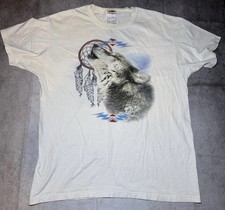 Vintage 90s Howling Wolf Dreamcatcher T-Shirt Large Fruit of the Loom Nature Tee
