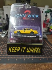 Greenlight 2008 Crown Victoria Taxi John Wick Green Rims & Green Base Chase