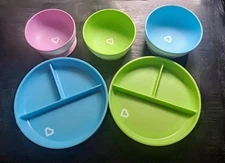 Munchkins Stay Put Suction Divided Plate & Bowl Set, Children Toddler Feeding 