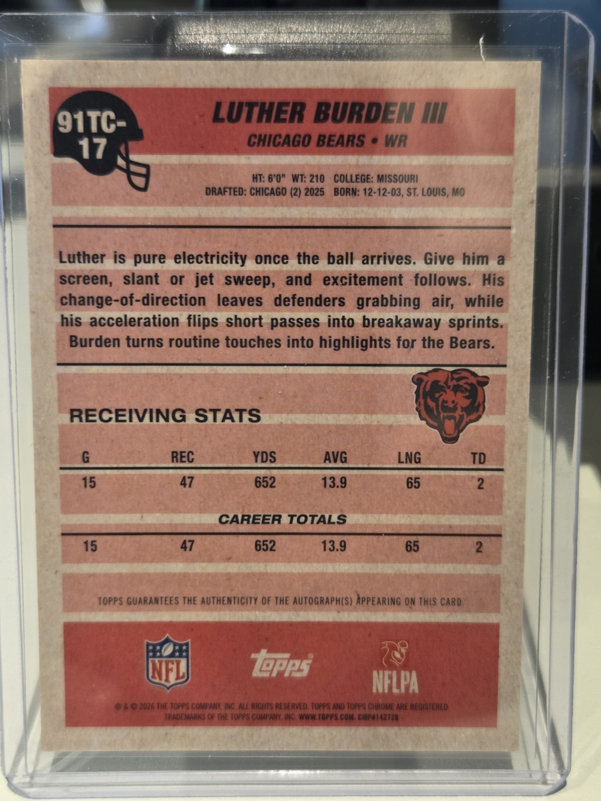 2026 Topps Flagship Football Luther Burden III Green Mojo Refractor Auto /99 🔥 view 2
