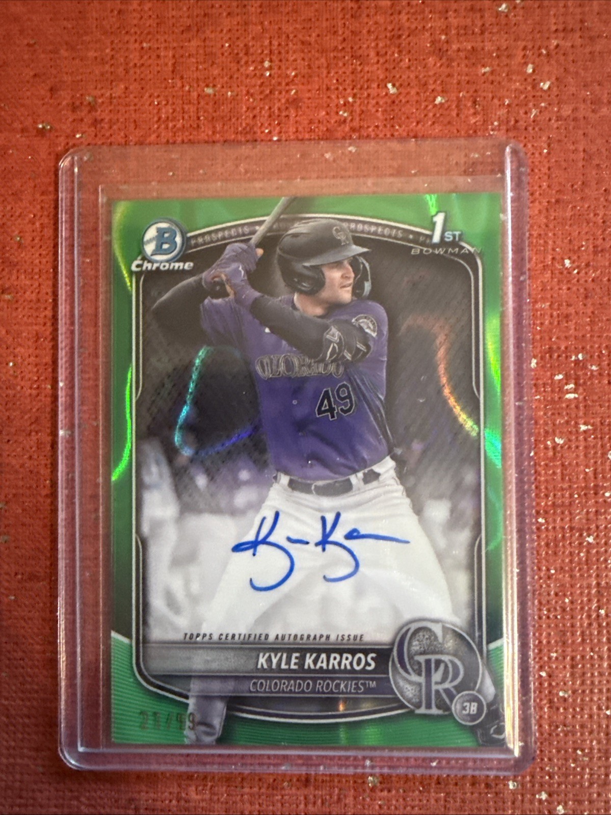 2025 Bowman Chrome Kyle Karros 1st Bowman Auto Green Lava /99 Colorado Rockies