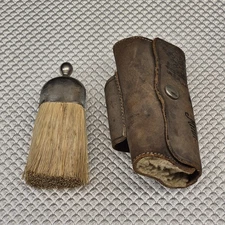 Miniature Whisk Broom Brush Leather Case Detroit Lakes Minnesota VTG Souvenir