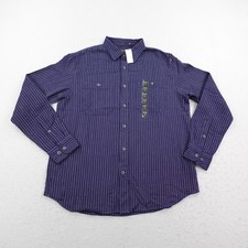 Banana Republic Shirt Mens Medium Indigo Blue Stripes Button Up Long Sleeve NEW