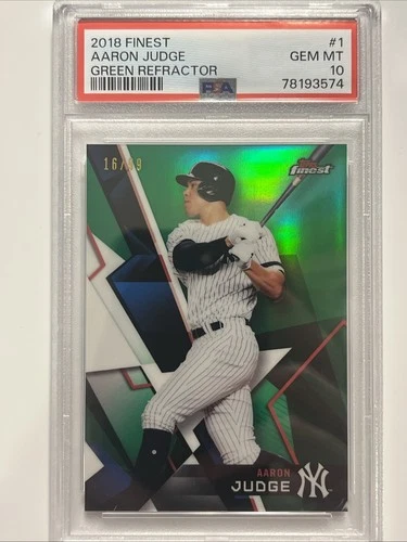 2018 Topps Finest Aaron Judge #1 Green Refractor /99 PSA 10 Gem Mint Yankees
