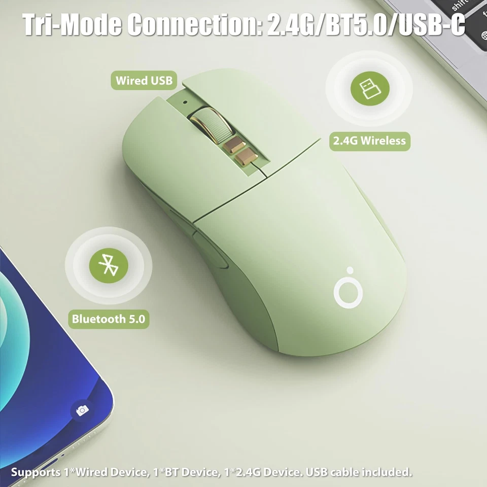 Wireless Gaming Mouse Tri-Mode 2.4GHz/Bluetooth 5.0/Wired USB-C 5-Level DPI R... - Image 2 of 4