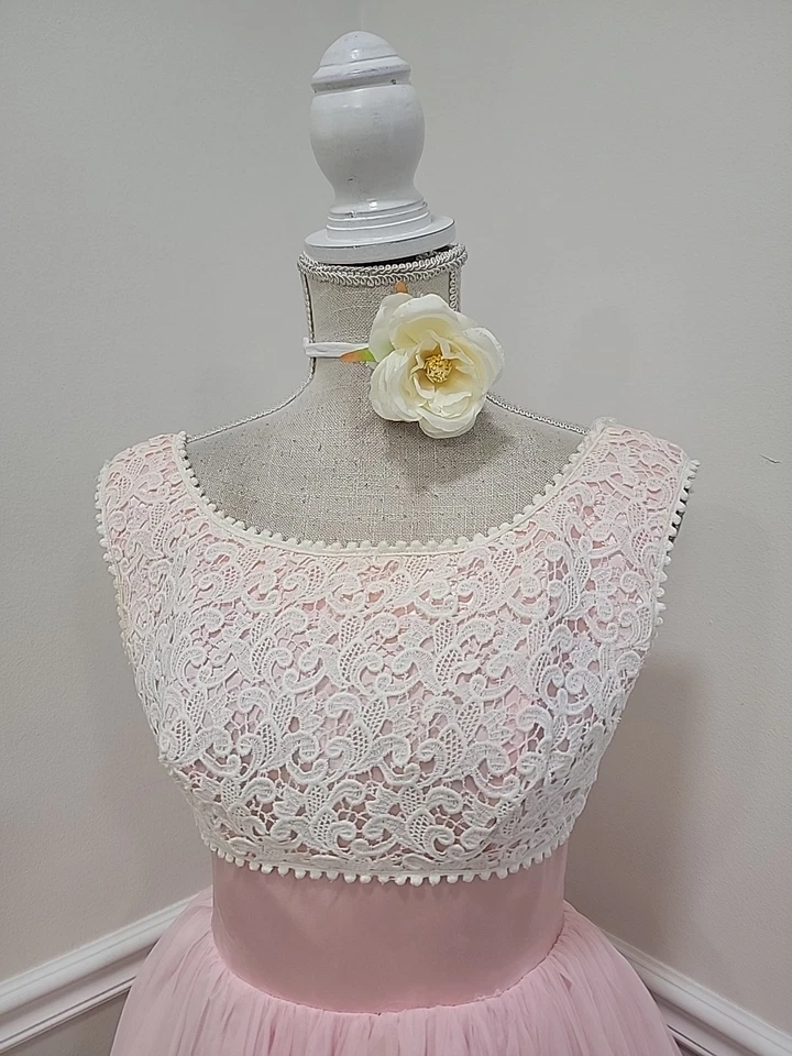 Vestido de fiesta vintage de cupcake de encaje rosa de mediados de siglo de los años 50 de mediados de siglo/tal cual Foto 3 de 4