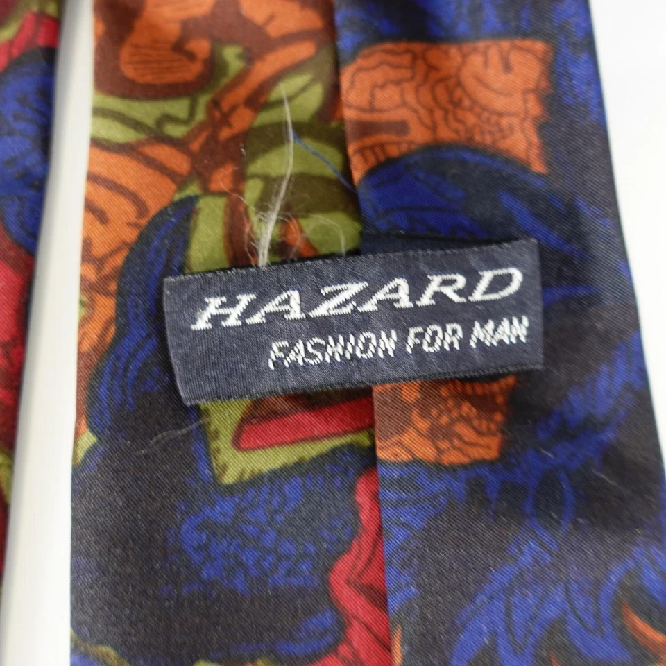 Corbata para el Cuello Hombres Tropical Floral Audaz Seda Boho Brillante Azul Occidental Rojo PELIGRO Japón Foto 4 de 4