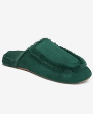 Charter Club Women's Faux Shearling Slide Slippers  True Emerald  Size 5-6