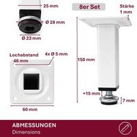 Hooz MöBelfüßE Weiß Vierkant HöHenverstellbar MöBelbeine Schrankfuß 4/8/12Er Set