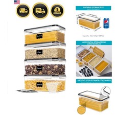 Airtight Food Storage Containers with Lids 4PCS Set Plastic Pantry Organizer