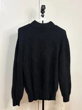 Vintage Club Classic Black Angora Wool Sweater M – Fuzzy Knit Pullover
