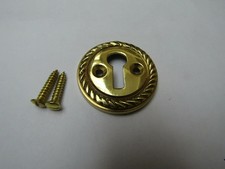 POLISHED BRASS keyhole cover escutcheon key hole plate covered/ open solid brass