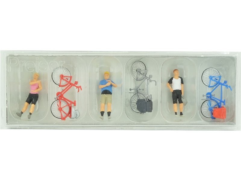 Cyclistes en vêtements de sport HO Preiser 10644 figurines de sportifs pour décor de montagne