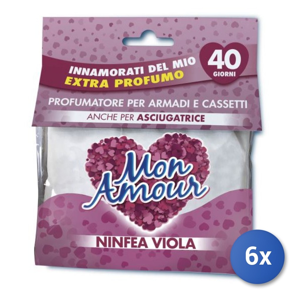 6X Felce Azzurra Mon Amour Scented Bags Water Lily Purple Made In Italy
