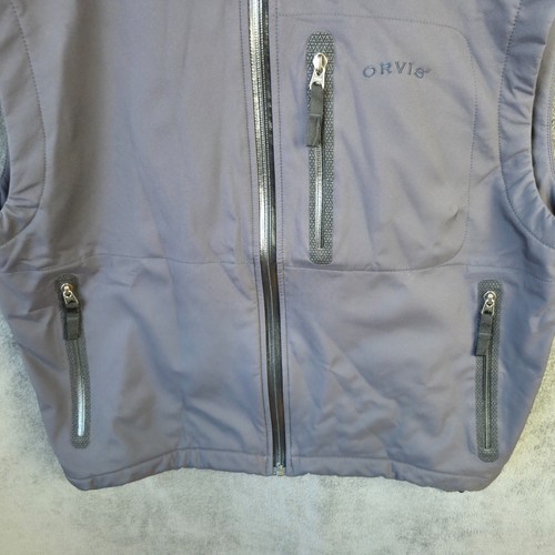 Orvis Sweater Vest Men L Gray Full Zip Fleece Lined Softshell Outdoor Utility - Picture 5 of 10