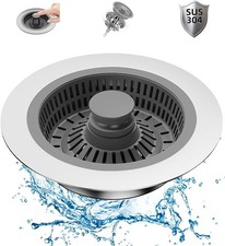 304 Upgraded Stainless Steel 3 in 1 Kitchen Sink Drain Strainer Sink Stopper