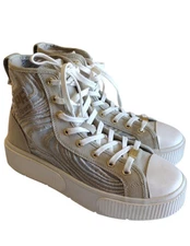 PF Flyers High Top Sneakers Allston Fashion Mesh Cement Mirage Women’s 8 Beige