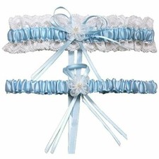 MMTTAO Wedding Garter Bridal Leg Ring Satin Bow Pearl Stretch Prom Garters Set