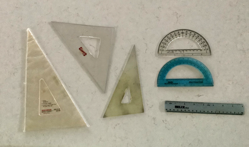 Lot Drafting Architect Tools Triangles Protractors & Helix Ruler | eBay