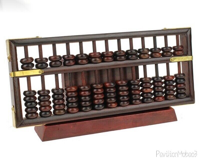 Rosewood Abacus Chinese Hard Wood Calculator W+ Rack Display Feng Shui Decor