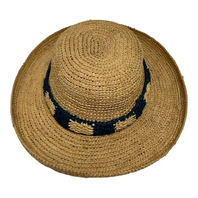 Scala Woven Straw Raffia Sun Garden Beach Hat Natural Wide  display picture 1