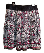 Nicole by Nicole Miller Size 14 Leopard Chiffon Pleated Skirt