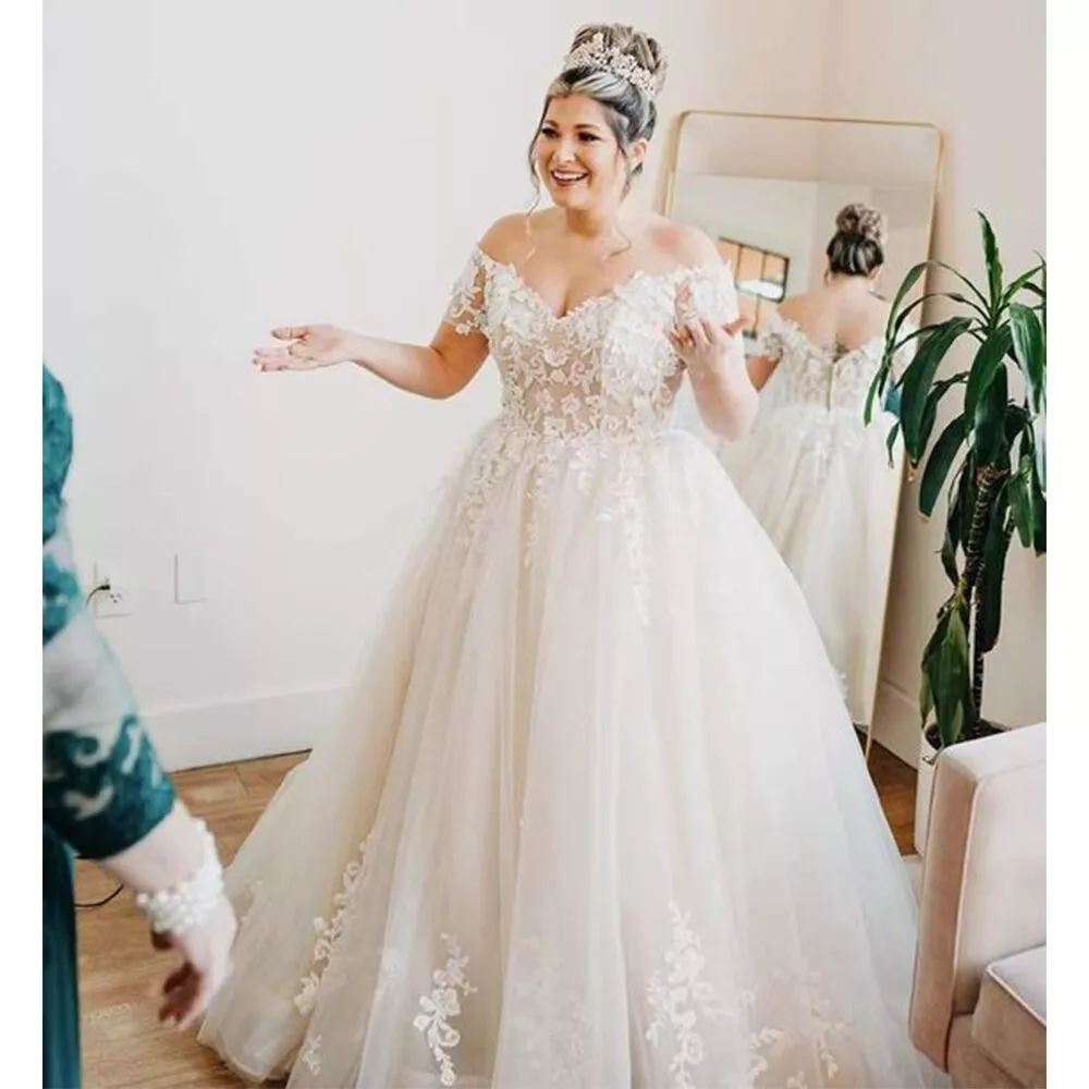 Off The Shoulder Lace Mermaid Wedding Dress Bridal Gown Plus Size –  TulleLux Bridal Crowns & Accessories