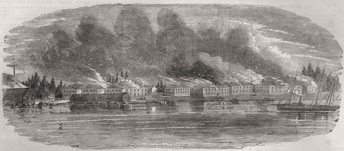 Destruction of Russian government buildings on Kotka island, Finland 1855